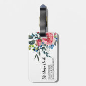 Floral Waterverf Elegant gepersonaliseerd Bagagelabel (Achterkant verticaal)