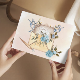 Floral Waterverf Envelope Hallo Greeting Briefkaart