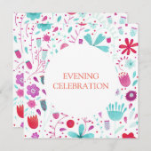 Floral Waterverf Evening Wedding Kaart (Voorkant / Achterkant)