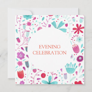 Floral Waterverf Evening Wedding Kaart