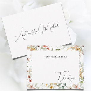  Floral Waterverf Flat Dank u kaart