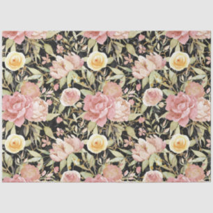 Floral Waterverf Garden Gold Black Ontkoppeling Tissuepapier