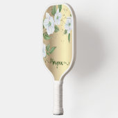 Floral Waterverf Gold Glitter Folie Script Name Pickleball Paddle (Links)