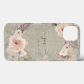 Floral Waterverf Greenery Rustic Grey Wood Script Case-Mate iPhone Case (Achterkant (horizontaal))