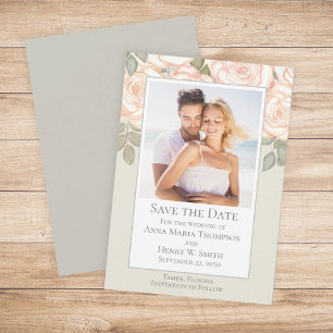 Floral Waterverf Greenery Save the Date Sage Kaart