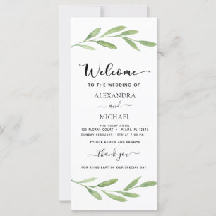 Floral Waterverf Hand Lettered Wedding Programme