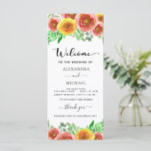 Floral Waterverf Hand Lettered Wedding Programme (Staand voorkant)