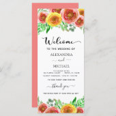 Floral Waterverf Hand Lettered Wedding Programme (Voorkant / Achterkant)