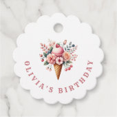 Floral Waterverf Ice Cream en Redberry Bedankjes Labels (Voorkant)