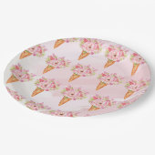 Floral Waterverf Ice Cream Vrijgezellenfeest Papieren Bordje (Gekanteld)
