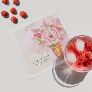 Floral Waterverf Ice Cream Vrijgezellenfeest Servet