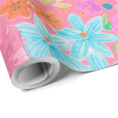 Floral waterverf in roze cadeaupapier (Rol Hoek)