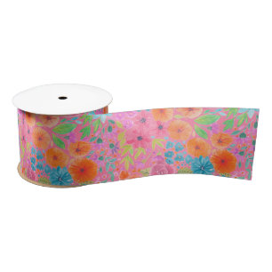 Floral waterverf in roze lint