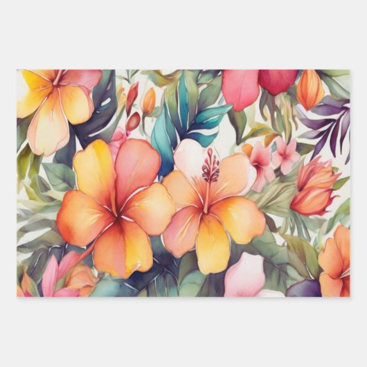 Floral Waterverf inpakvellen Inpakpapier Vel (Voorkant 3)