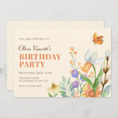 Floral-waterverf Kaart (Voorkant / Achterkant)