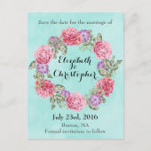 Floral Waterverf met bruiloft bespaart datum Aankondigingskaart (Voorkant)