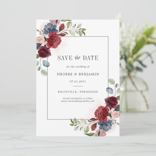 Floral Waterverf minimalistische bruiloft Save The Date (Staand voorkant)