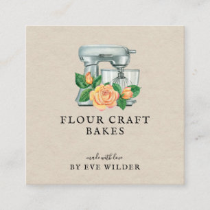 Floral Waterverf Mixer Baker Bakery Visitekaartje