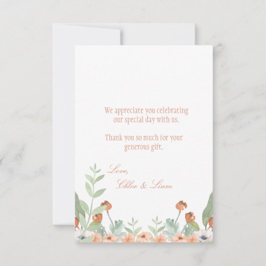 Floral Waterverf Modern Script Wedding Bedankkaart (Achterkant)