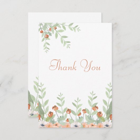 Floral Waterverf Modern Script Wedding Bedankkaart (Voorkant / Achterkant)