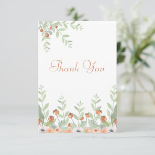 Floral Waterverf Modern Script Wedding Bedankkaart
