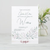 Floral waterverf Modern Typografie bruiloft Kaart (Staand voorkant)
