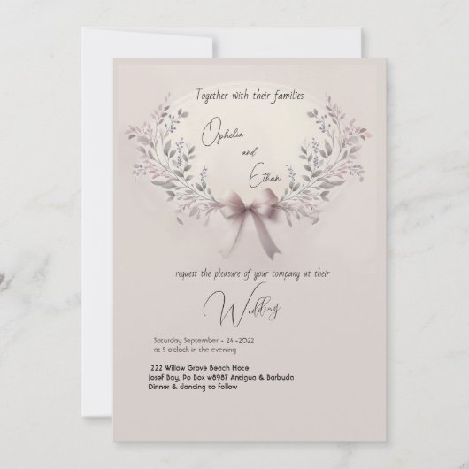 Floral waterverf Modern Typografie bruiloft Kaart (Voorkant)