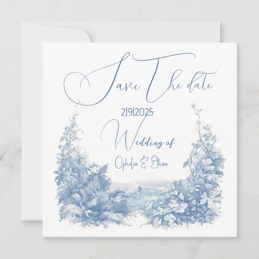 Floral waterverf Modern Typografie bruiloft Save The Date (Voorkant)