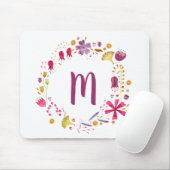 Floral Waterverf Monogram Muismat (Met muis)