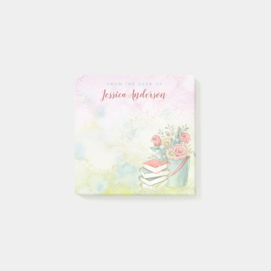 Floral Waterverf Name Post-it® Notes (Voorkant)