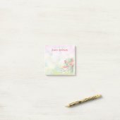 Floral Waterverf Name Post-it® Notes (Op bureau)