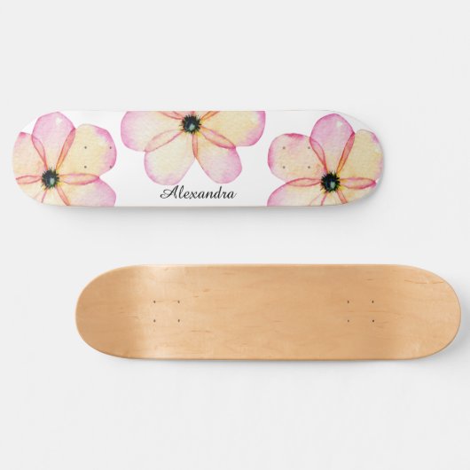Floral Waterverf op maat Skateboard (Horizontaal)