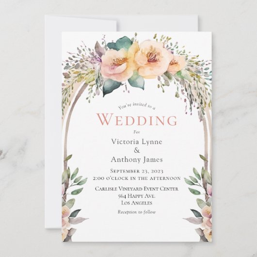 Floral Waterverf Pastel Lijst Weddenschap Kaart (Voorkant)