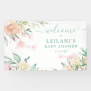 Floral Waterverf Pastel Wreath Oh Baby Welkom Spandoek