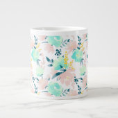 Floral Waterverf Pattern Extra Grote Beker (Voorkant)