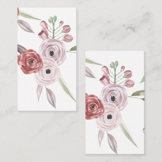 Floral Waterverf Pattern Informatiekaartje (Voorkant / Achterkant)