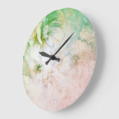 *~* Floral Waterverf Peach Pink Glitter Celestial Grote Klok (Hoek)