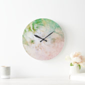 *~* Floral Waterverf Peach Pink Glitter Celestial Grote Klok (Huis)