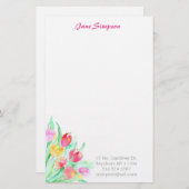 Floral waterverf persoonlijk briefpapier (Voorkant / Achterkant)