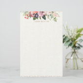 Floral Waterverf pony's Briefpapier (Staand voorkant)