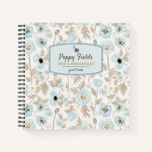 Floral Waterverf Poppies Rental Guest Book Notitieboek (Voorkant)