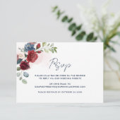Floral Waterverf QR Code Weddenschap RSVP Kaartje (Staand voorkant)
