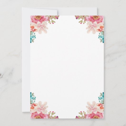 Floral Waterverf Religieuze Kruispap Brunch Kaart (Achterkant)