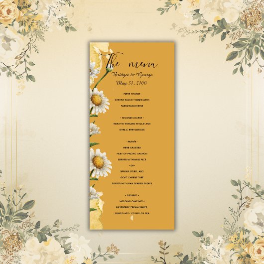 Floral waterverf roos bruiloft menus menu