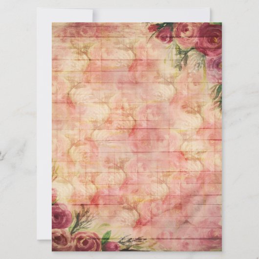 Floral Waterverf Roos sparen de datum Save The Date (Achterkant)