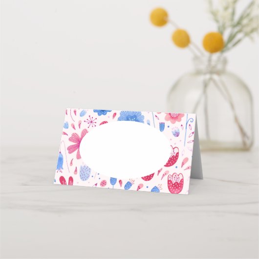 Floral Waterverf Roze Blauw (Voorkant)