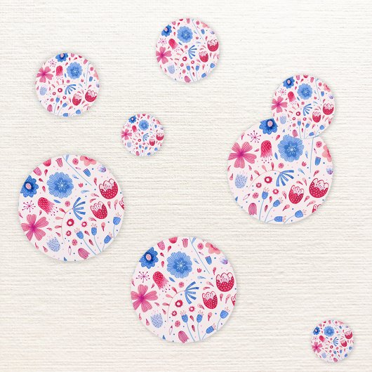 Floral Waterverf Roze Blauw Confetti