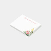 Floral Waterverf Roze bloemen Aangepast Post-it® Notes (Schuin)