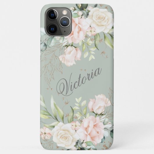 Floral Waterverf roze groen goud personaliseren Case-Mate iPhone Case (Achterkant)