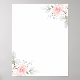Floral Waterverf roze roze roze meisje BLANK Poster